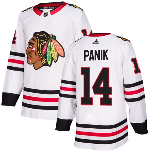 Adidas Blackhawks #14 Richard Panik White Road Authentic Stitched NHL Jersey - Click Image to Close